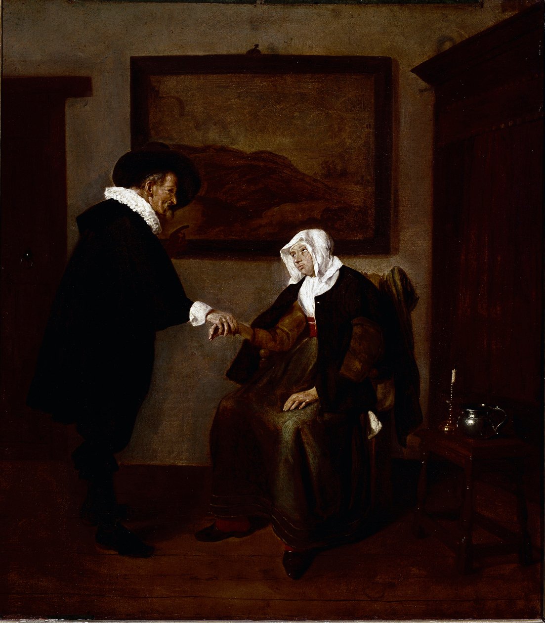Lääkärin käynti (öljy kankaalle, n. 1655) tekijältä Quiringh Gerritsz. van Brekelenkam