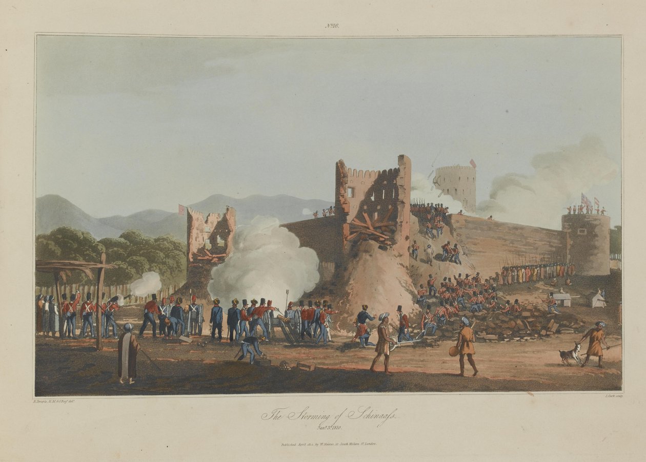 Schinaassin myrsky, 3. tammikuuta 1810, kaiverrus I. Clark tekijältä R. (after) Temple