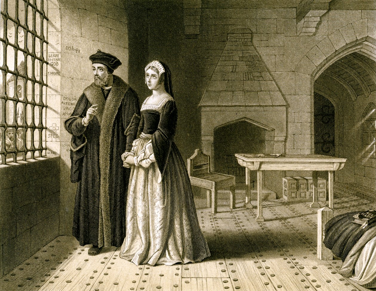 Sir Thomas More 1478-1535 ja hänen tyttärensä Margaret, 1800-luvulla. tekijältä R Anderson