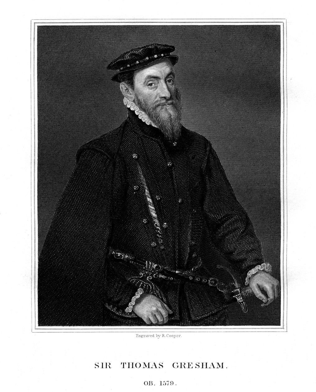 Sir Thomas Gresham, englantilainen kauppias ja rahoittaja, 1823. tekijältä R. Cooper