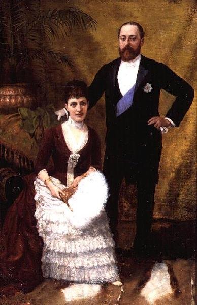 Kuningas Edward VII (1841-1910) ja hänen vaimonsa kuningatar Alexandra (1844-1925) 1887 (öljy kankaalle) tekijältä R. Forester