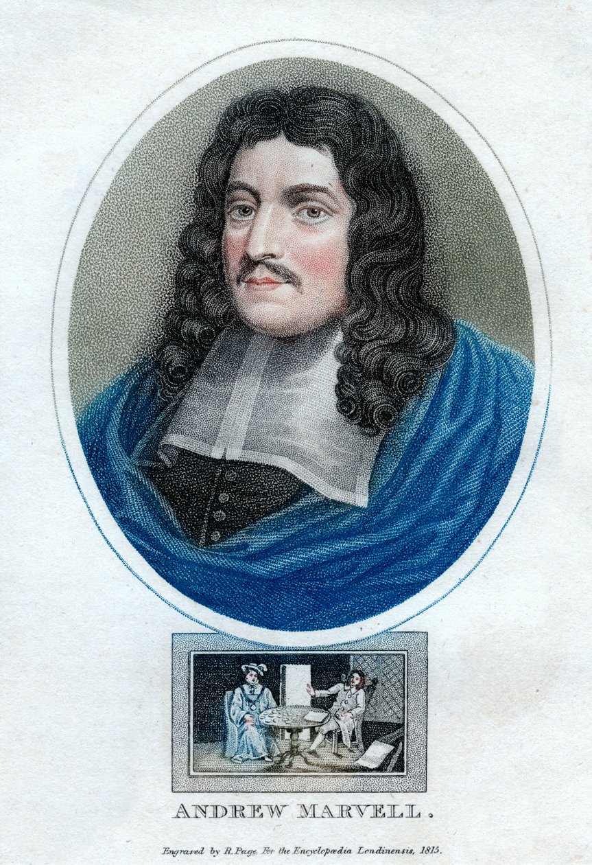 Andrew Marvell, englantilainen metafyysinen runoilija, 1815. tekijältä R. Page