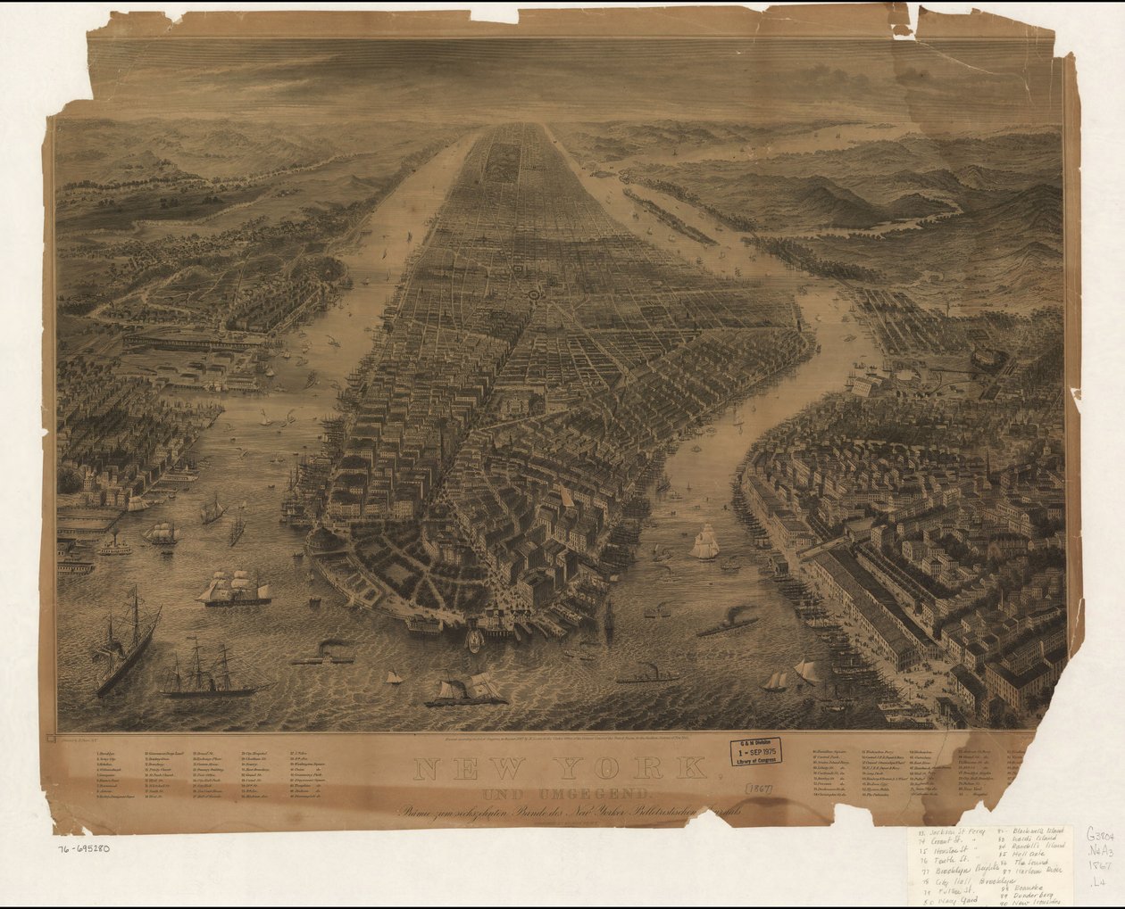 Prämie zum sechszehnten Bande des New Yorker Belleristischen [Jo]urnals. LC Panoramic maps (2. painos), 594.7 Saatavilla myös Library of Congress -verkkosivuston kautta rasterikuvana. Indeksoitu kiinnostaviin kohteisiin. LC-kopio epätäydellinen tekijältä R.; Peters Lexow