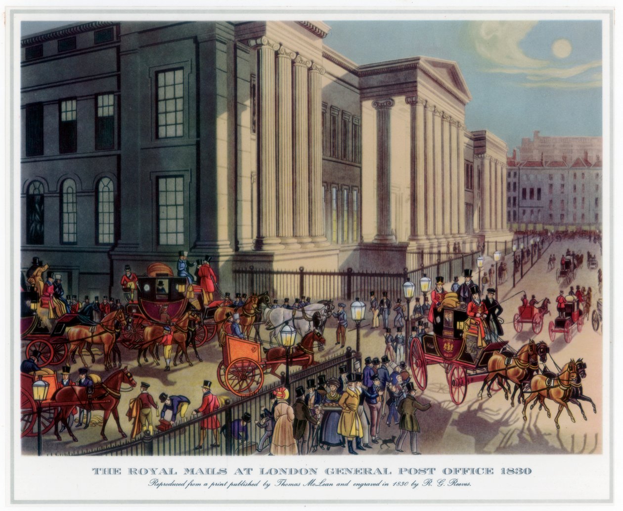 Royal Mails Lontoon pääpostissa, 1830 tekijältä R. Reeves