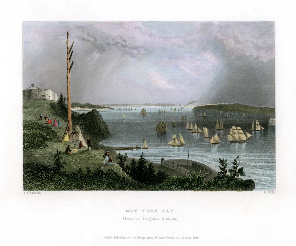 New Yorkin lahti Telegraph-asemalta, USA, 1838. tekijältä R. Wallis