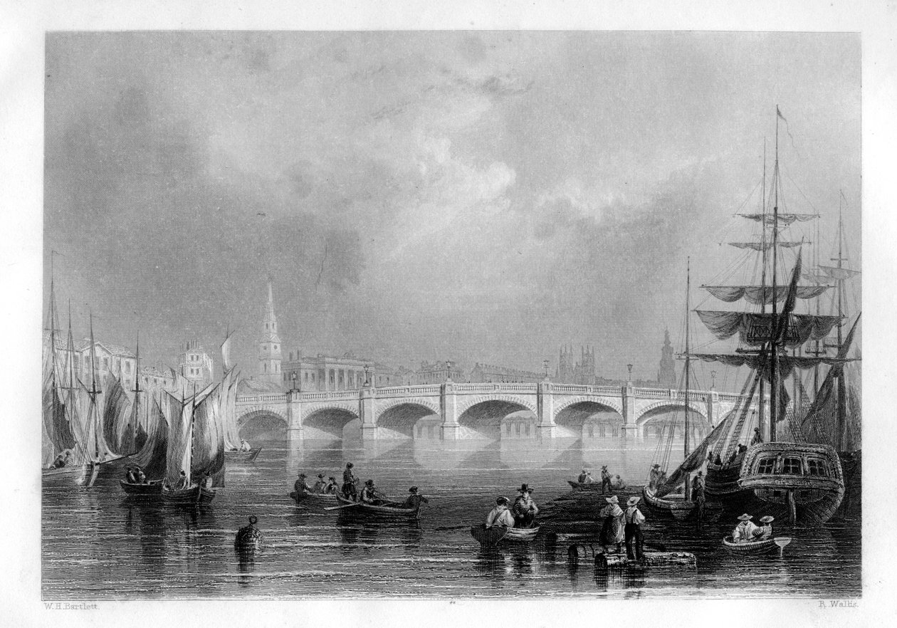 Silta ja Broomielaw Quay, Glasgow, Skotlanti, 1886 tekijältä R. Wallis