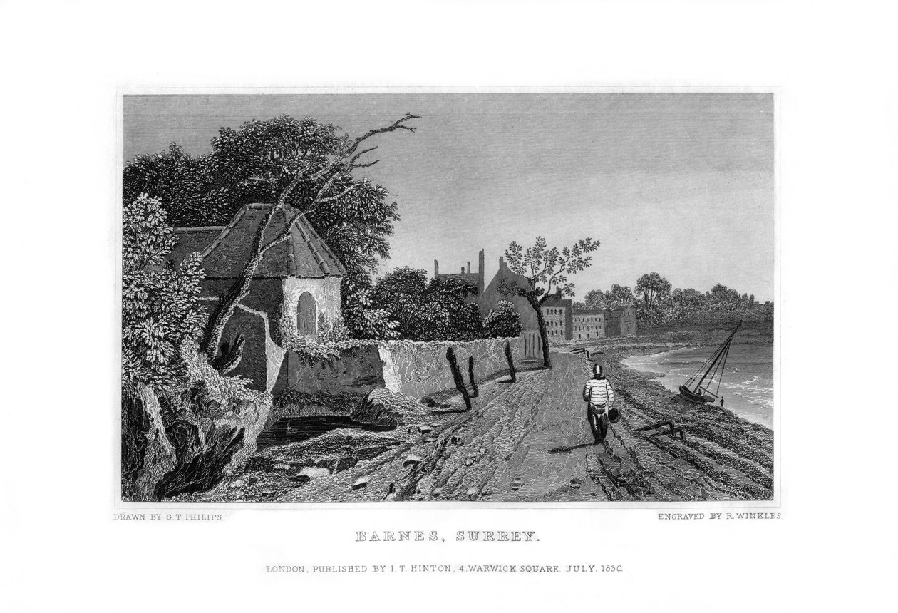Barnes, Surrey, 1830. tekijältä R. Winkles