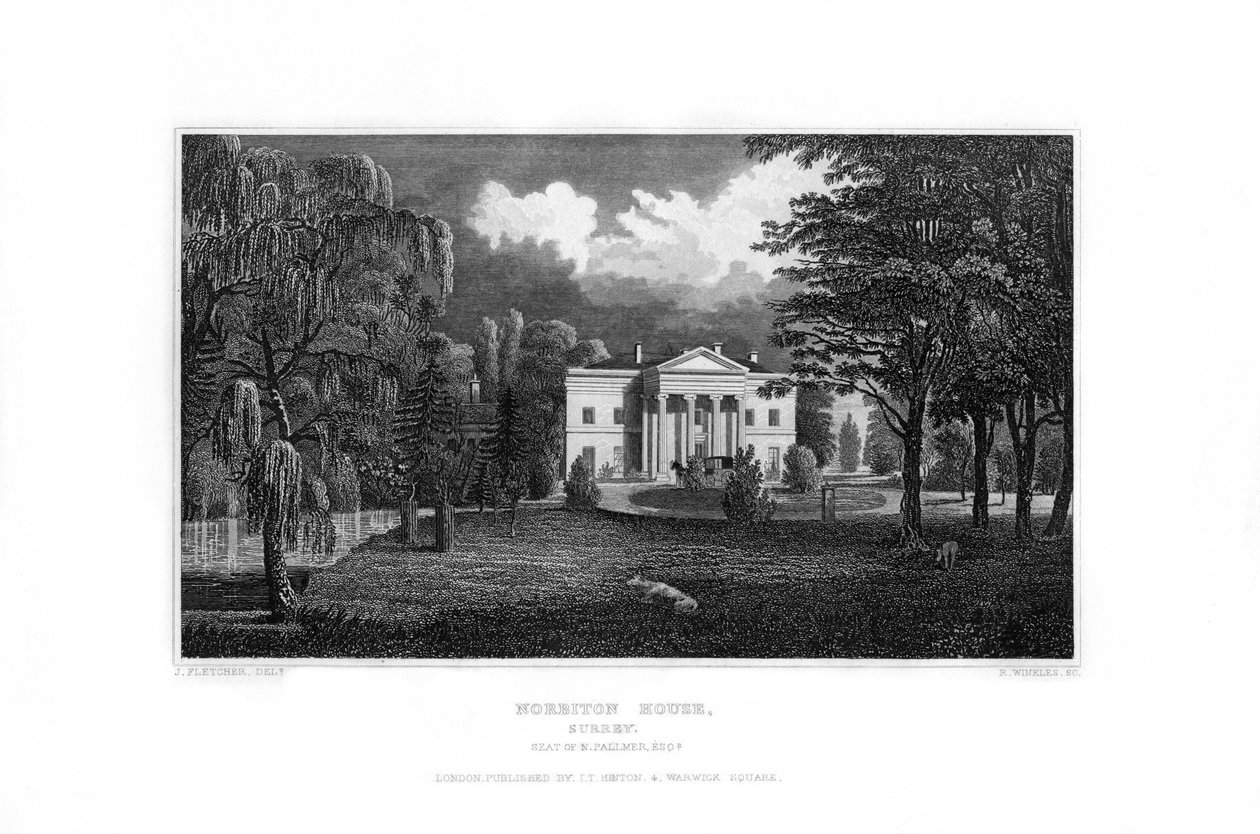 Norbiton House, Kingston upon Thames, Surrey, 1829. tekijältä R. Winkles