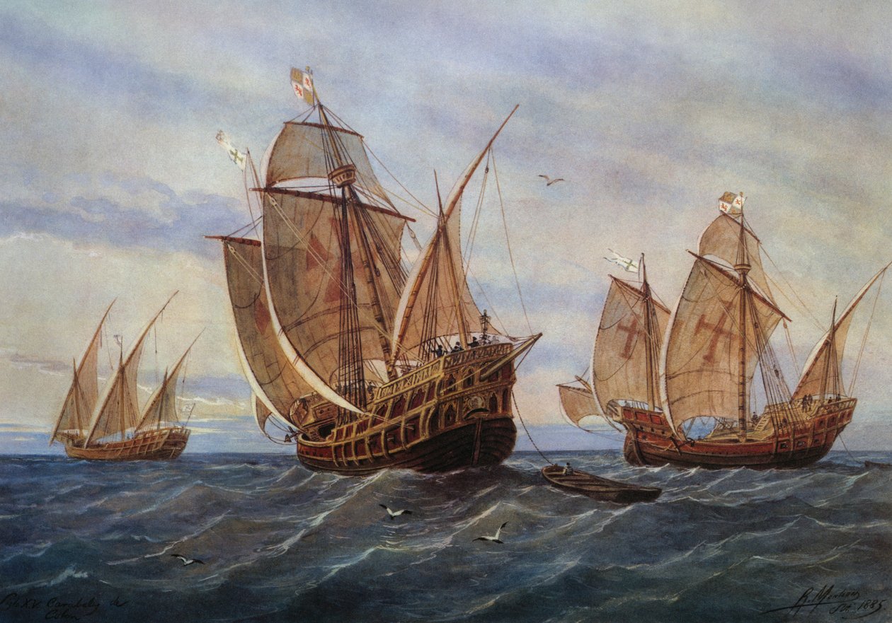 Christopher Columbuksen kolme karavellia tekijältä Rafael Monleon y Torres