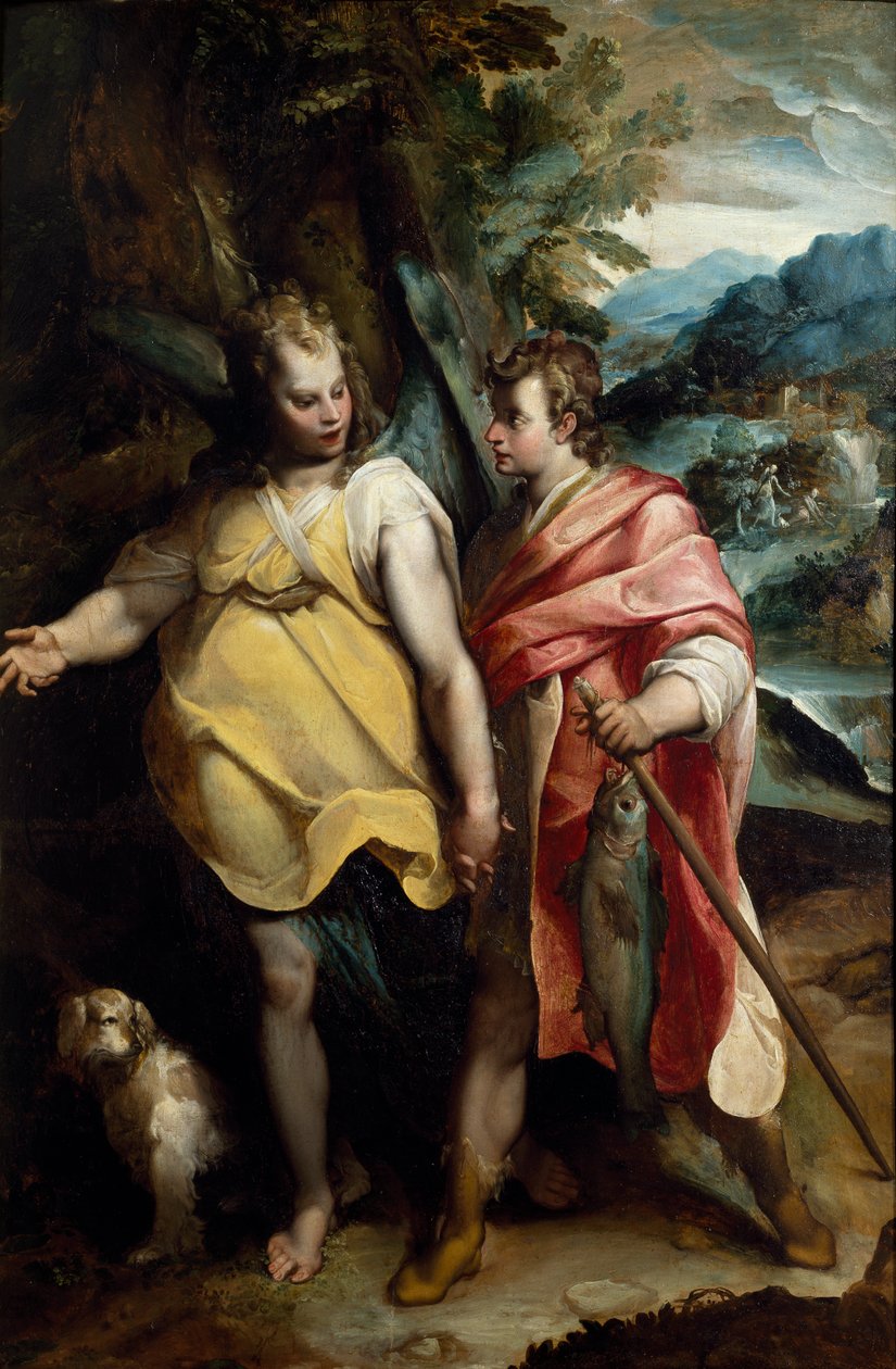 Tobias ja enkeli, Raffaellino da Reggio (1550-1578). tekijältä Raffaellino da Reggio (c.1550 78)