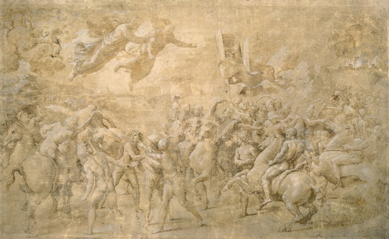 Pyhän Pietarin ja Paavalin ilmestys (punainen liitu paperille) tekijältä Raffaello Sanzio Raphael