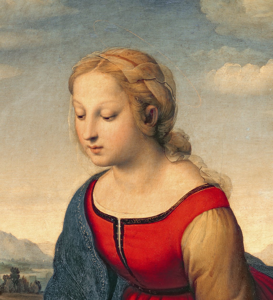 La Belle Jardiniere, 1507 (8546:n yksityiskohta) tekijältä Raffaello Sanzio Raphael
