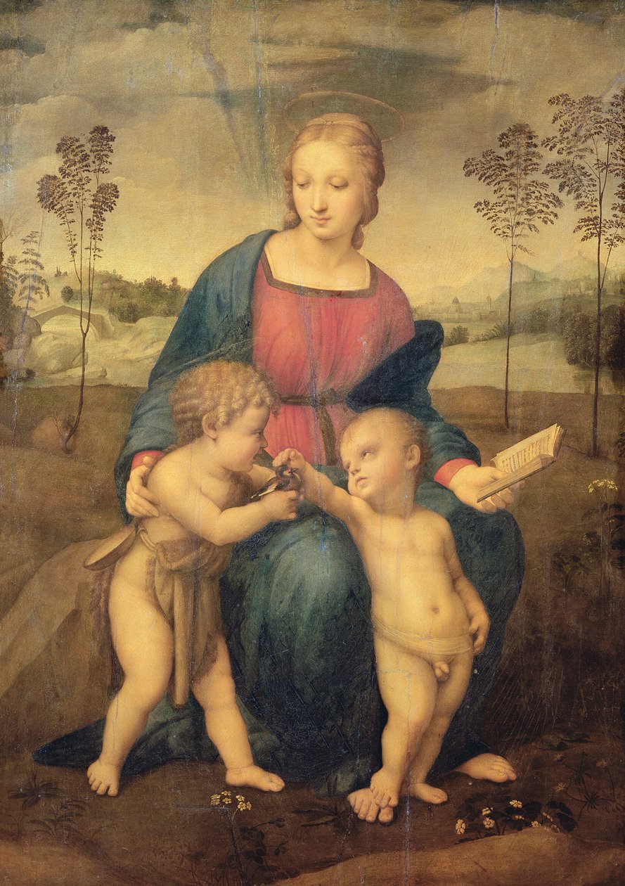 Kultasipselin Madonna, n. 1506 (ennen restaurointia) tekijältä Raffaello Sanzio Raphael