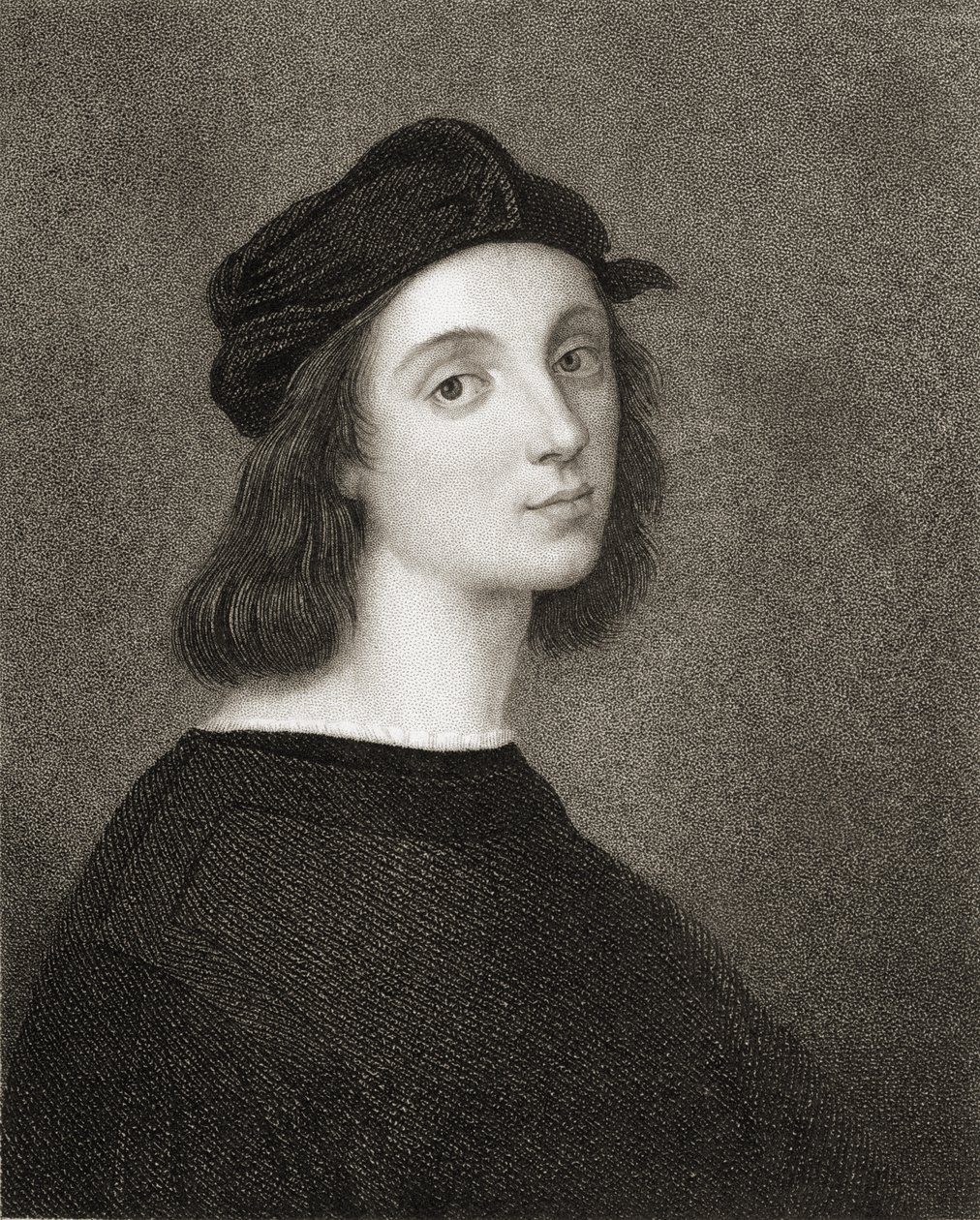 Raphael (Raffaello Sanzio) Urbinosta (1483-1520) "Gallery of Portraits", julkaistu vuonna 1833 tekijältä Raffaello Sanzio Raphael