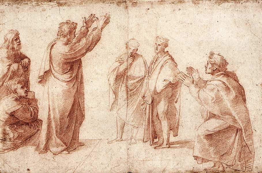 Opiskelu Pyhän Paavalin saarnaamiseen Ateenassa tekijältä Raffaello Sanzio Raphael