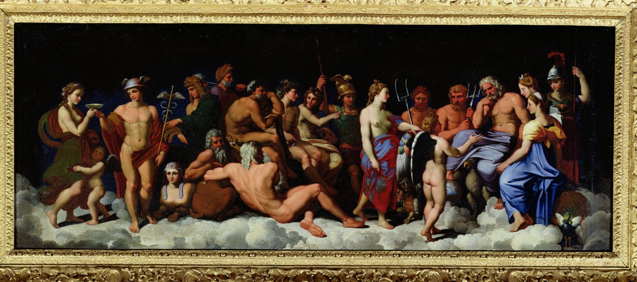 jumalten kokoontuminen Rooman Farnesinan loggian freskojen jälkeen tekijältä Raffaello Sanzio Raphael