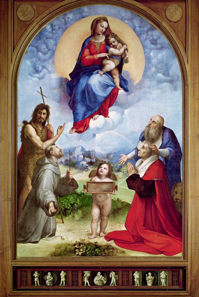 Foligno Madonna, n. 1511-1212 (öljy) tekijältä Raffaello Sanzio Raphael
