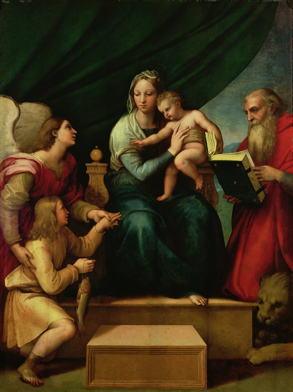 Kalan Madonna (Madonna arkkienkeli Gabrielin ja Pyhän Hieromuksen kanssa) n. 1513 tekijältä Raffaello Sanzio Raphael