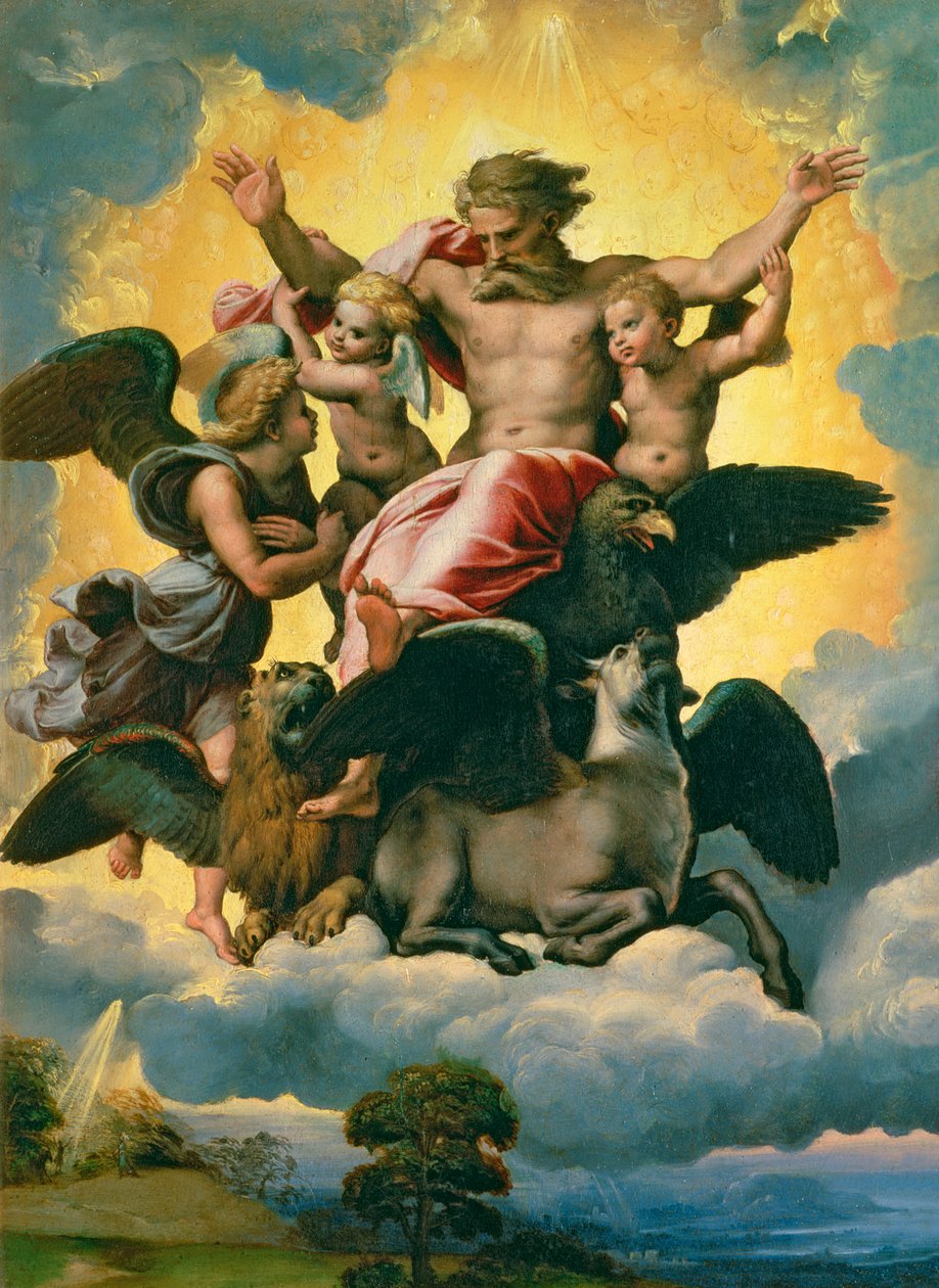 Näky Hesekielistä, noin 1518 tekijältä Raffaello Sanzio Raphael