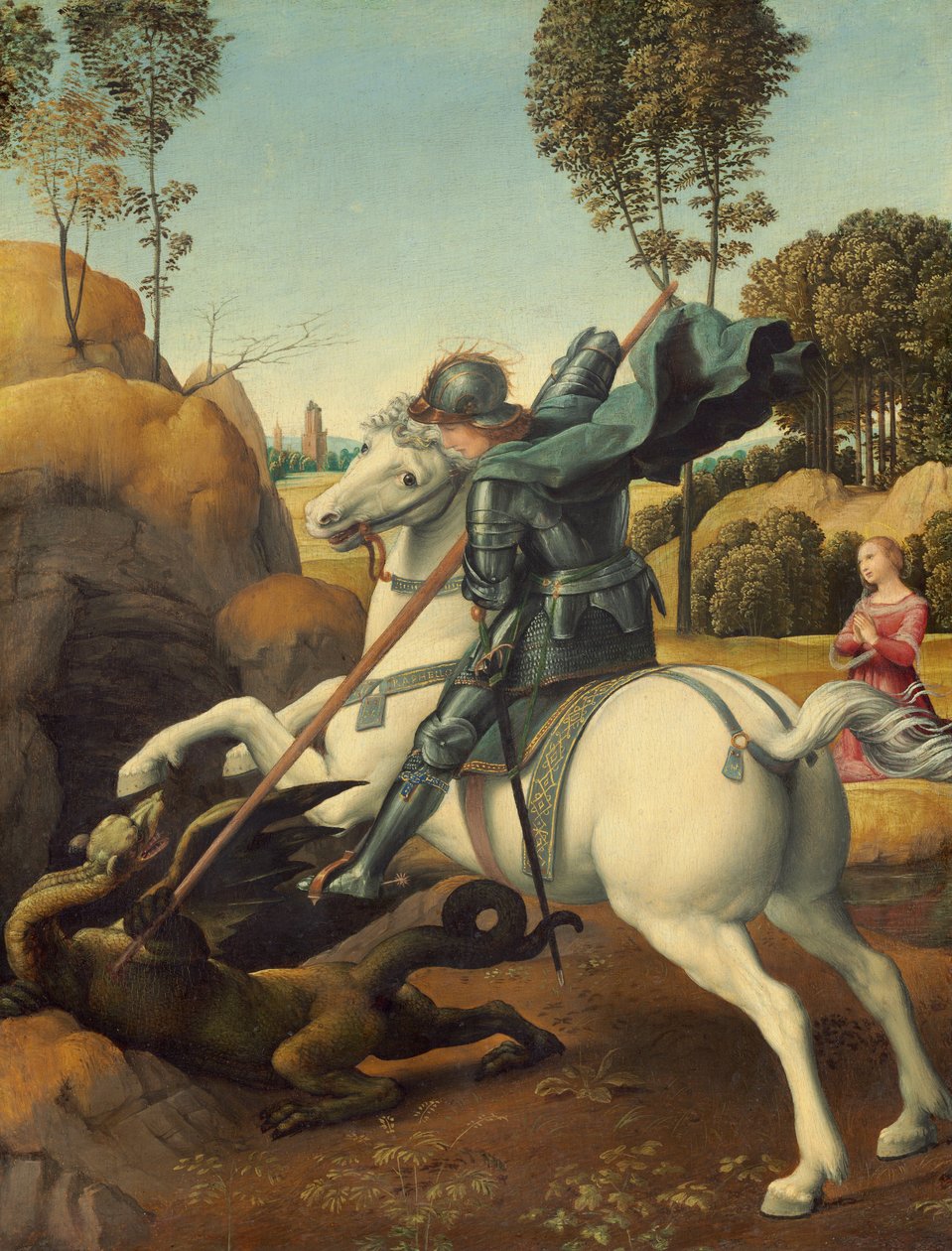 Pyhä George ja lohikäärme tekijältä Raffaello Sanzio Raphael
