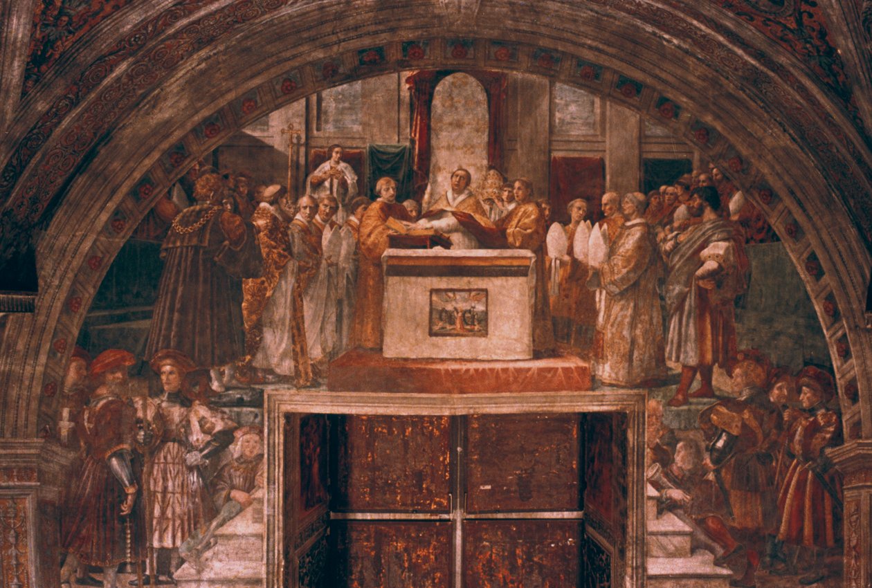 Leo III:n perustelu, 1514 tekijältä Raffaello Sanzio Raphael