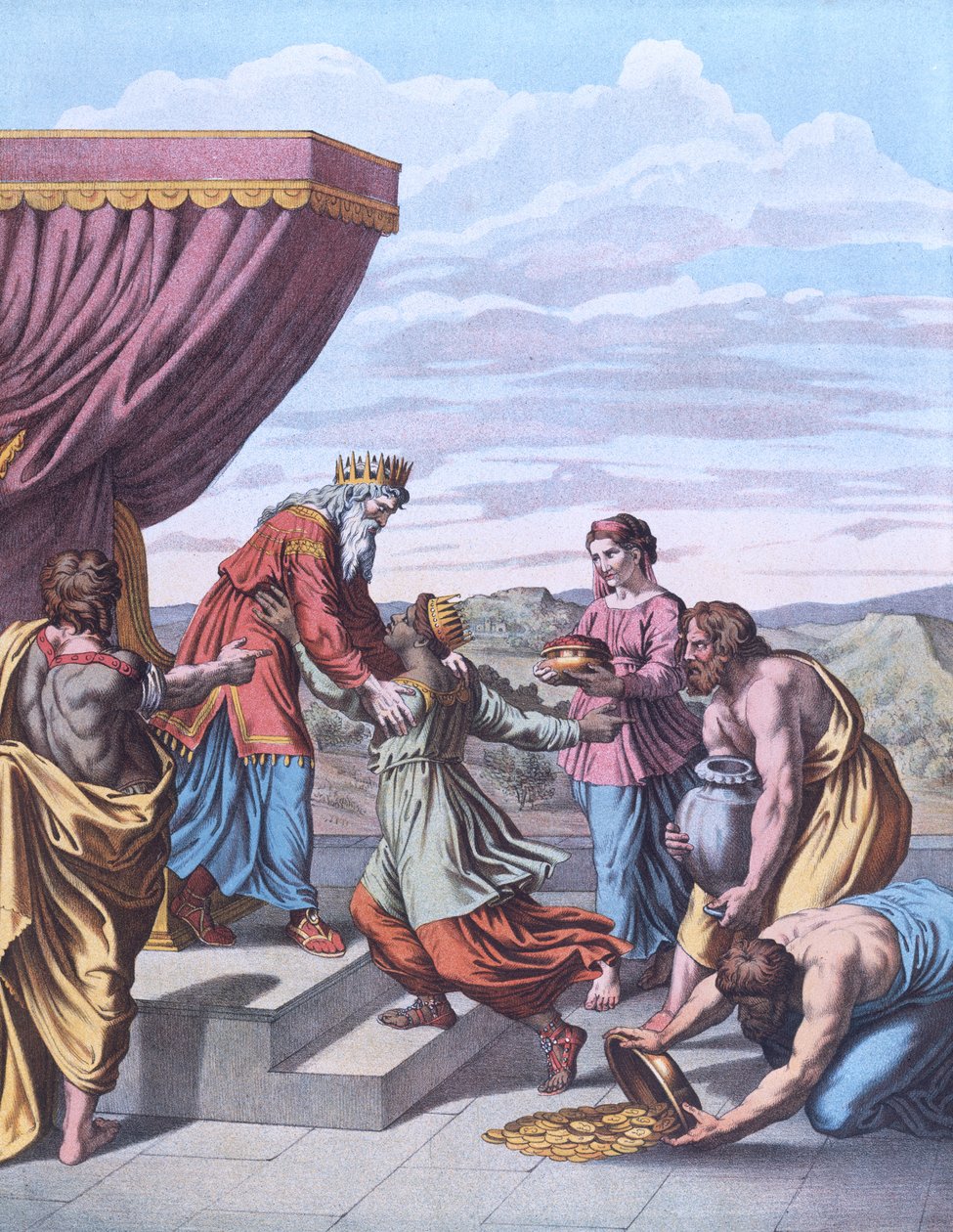Kuningas Salomo vastaanottaa Saban kuningattaren, esimerkki teoksesta  tekijältä Raffaello Sanzio Raphael