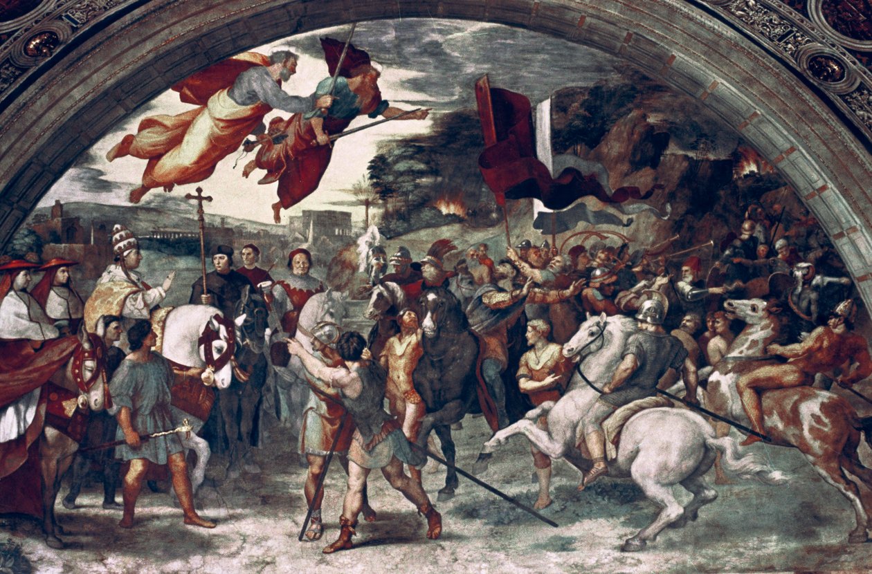 Paavi Leo I, Attilan torjuminen, yksityiskohta, 1511-14 tekijältä Raffaello Sanzio Raphael