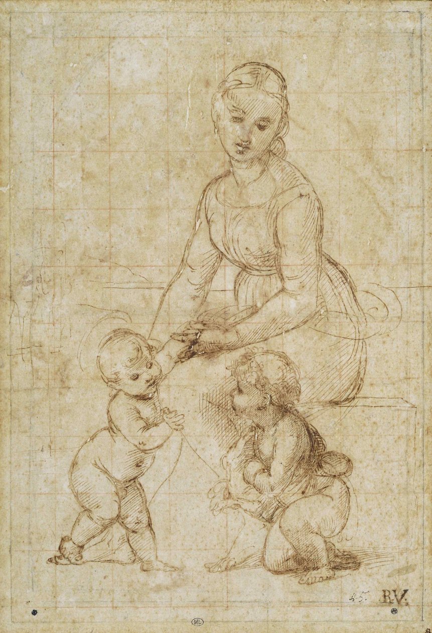 Tutkimus kauniille puutarhurille, noin 1506-1507. tekijältä Raffaello Sanzio Raphael