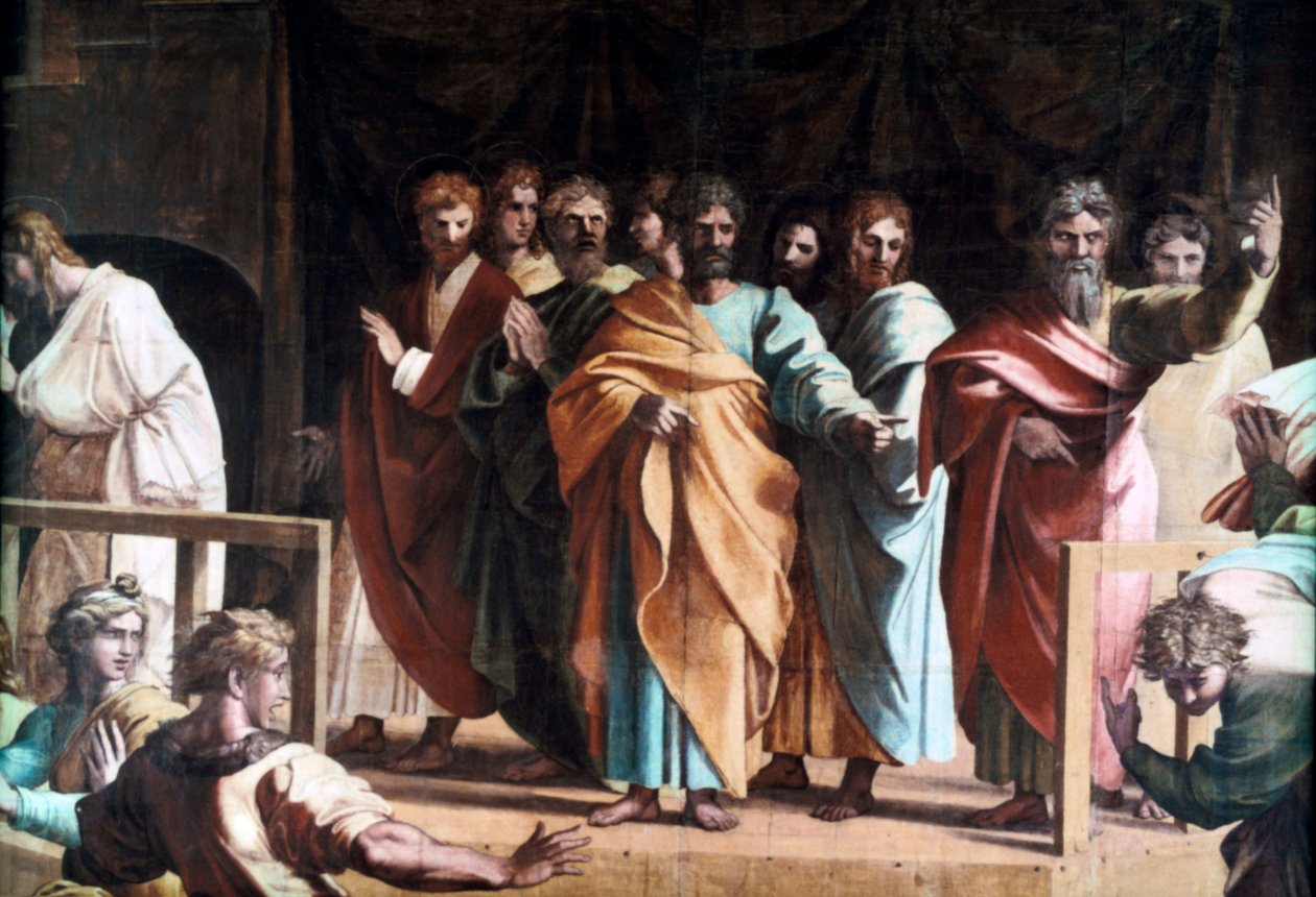 Ananiaksen kuolema, 1515 tekijältä Raffaello Sanzio Raphael