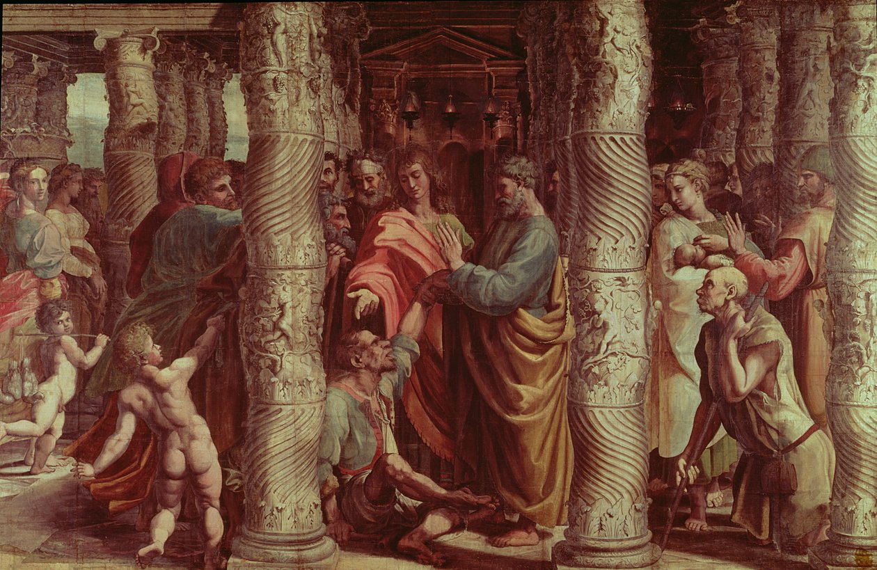The Healing of the Lame Man (sarjakuva Sikstuksen kappelille) (ENNALASTUS) tekijältä Raffaello Sanzio Raphael
