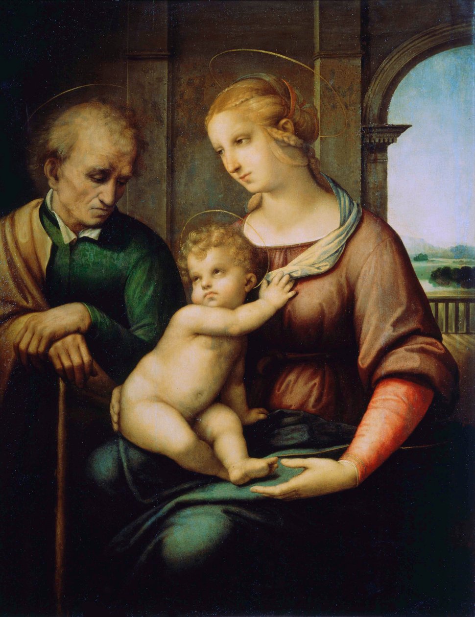 Pyhä perhe, tai Madonna parrattoman Joosefin kanssa, c1506 tekijältä Raffaello Sanzio Raphael