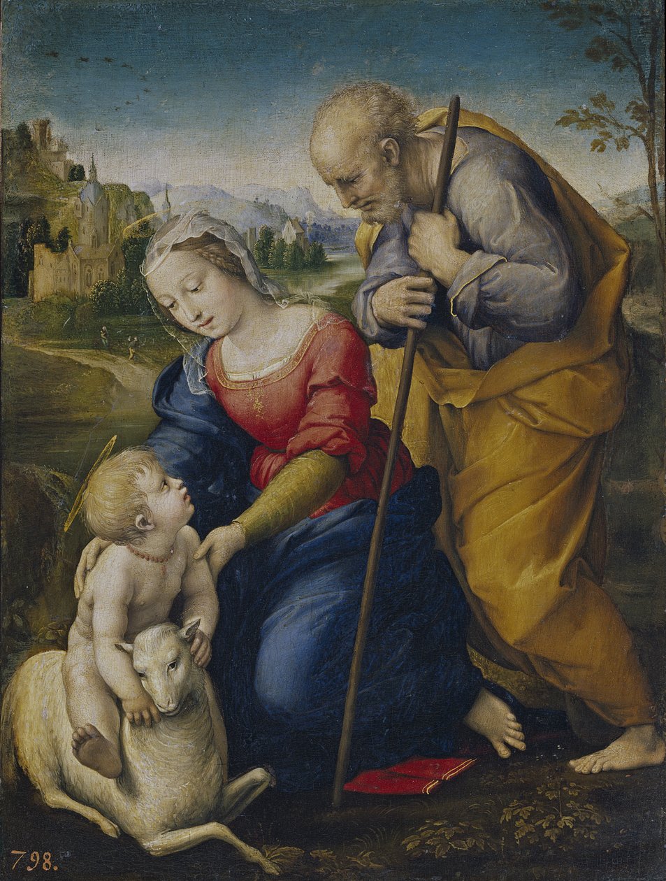 Pyhä perhe karitsan kanssa, 1507 tekijältä Raffaello Sanzio Raphael