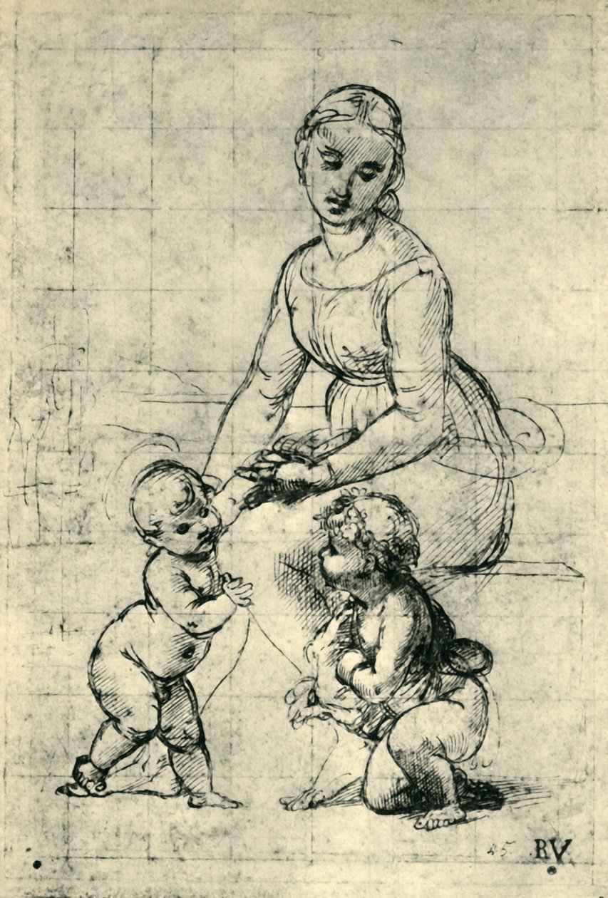 Madonna, Kristuslapsi ja Pyhä Johannes, 1507, 1943. tekijältä Raffaello Sanzio Raphael