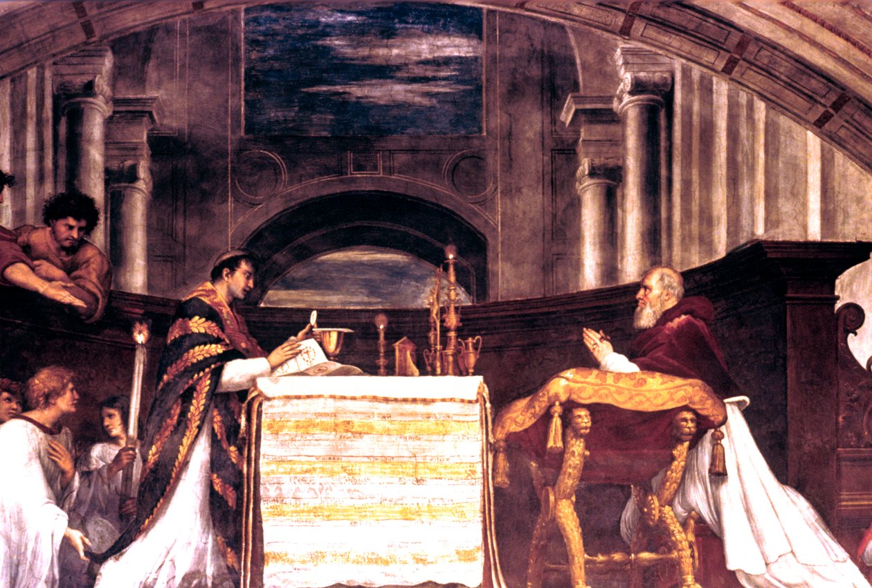 Bolsenan messu yksityiskohta, 1512 tekijältä Raffaello Sanzio Raphael