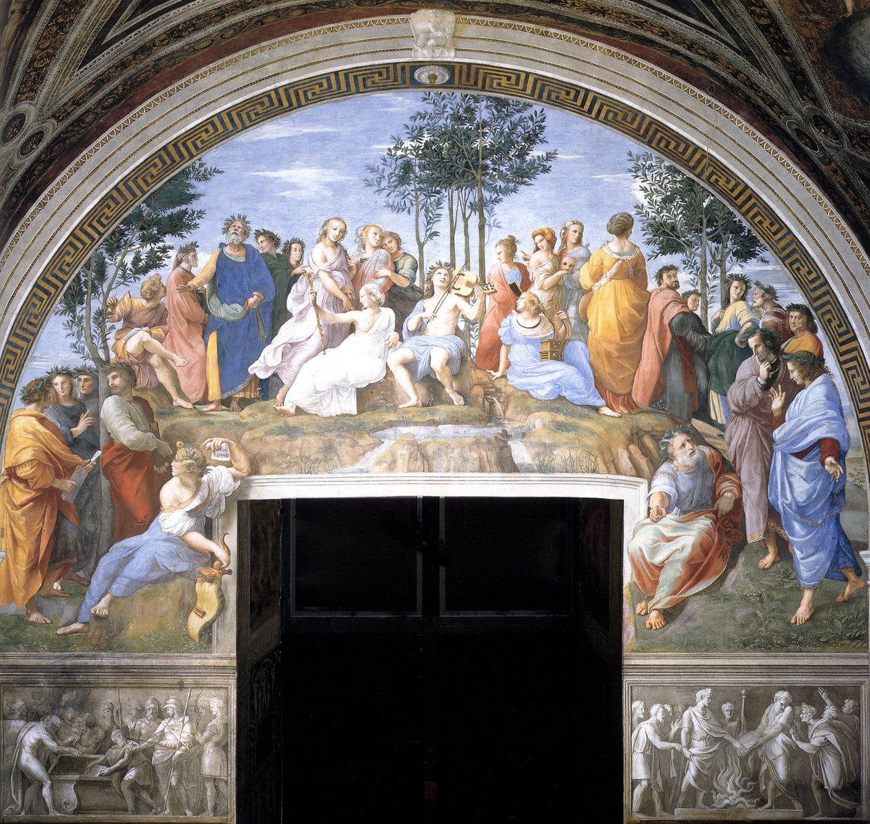Parnassus-fresco Stanza della Segnaturassa, 1509-1511 tekijältä Raffaello Sanzio Raphael