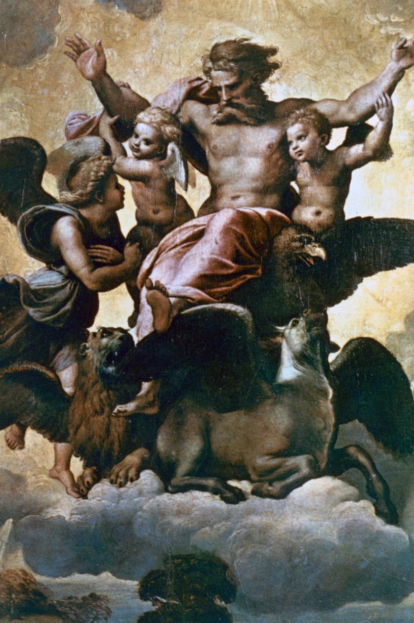 Hesekielin näky, 1518 tekijältä Raffaello Sanzio Raphael