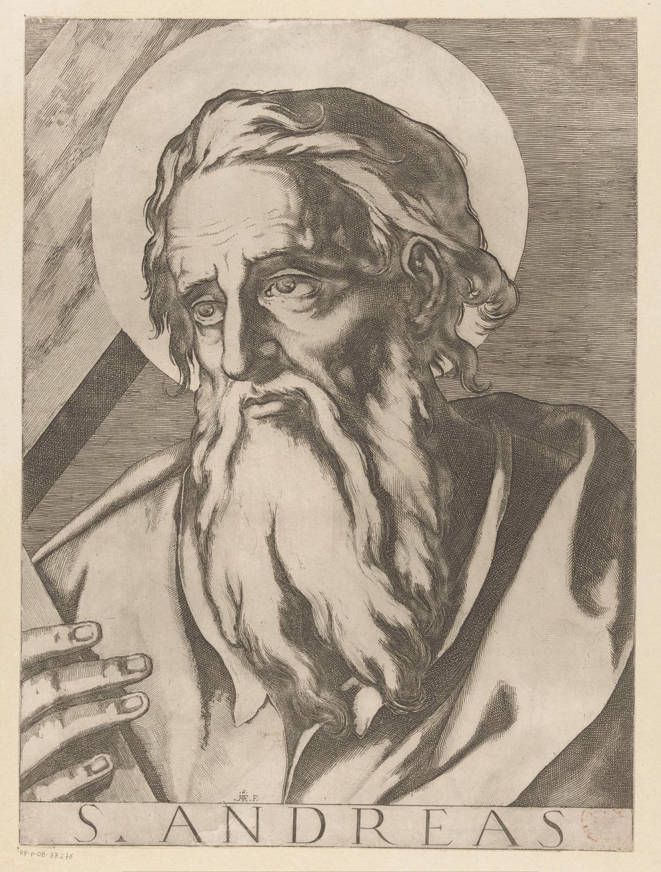 Pyhä Andreas St. Andrew (otsikko esineessä) Christ, Mary en de twaalf apostelen (sarjan nimi) The Sacred Apostol College (sarjan nimi) tekijältä Raffaello Schiaminossi
