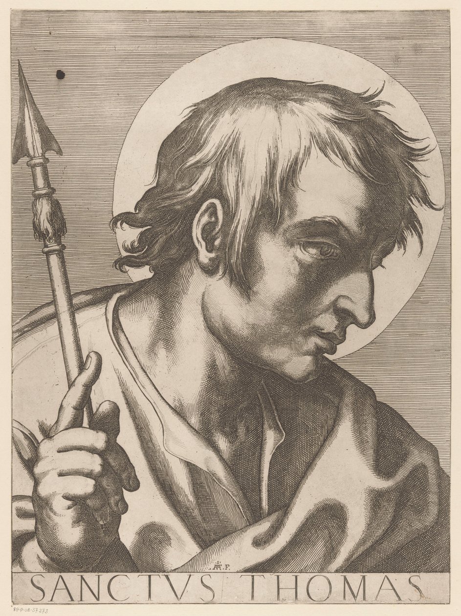 Pyhä Tuomas Pyhä Tuomas (otsikko esineessä) Christ, Mary en de twaalf apostelen (sarjan nimi) The Sacred Apostol College (sarjan nimi) tekijältä Raffaello Schiaminossi