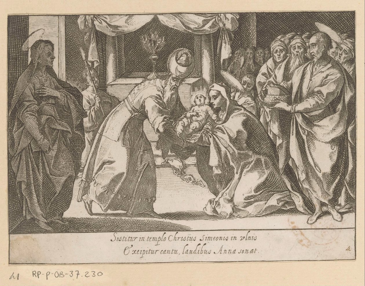 Van Christus in de tempelin esitys Vijftien Mysteries van de Rozenkrans (sarjan nimi) Siunatun Neitsyt Marian ruusukkeen viisitoista salaisuutta (sarjan nimi) tekijältä Raffaello Schiaminossi