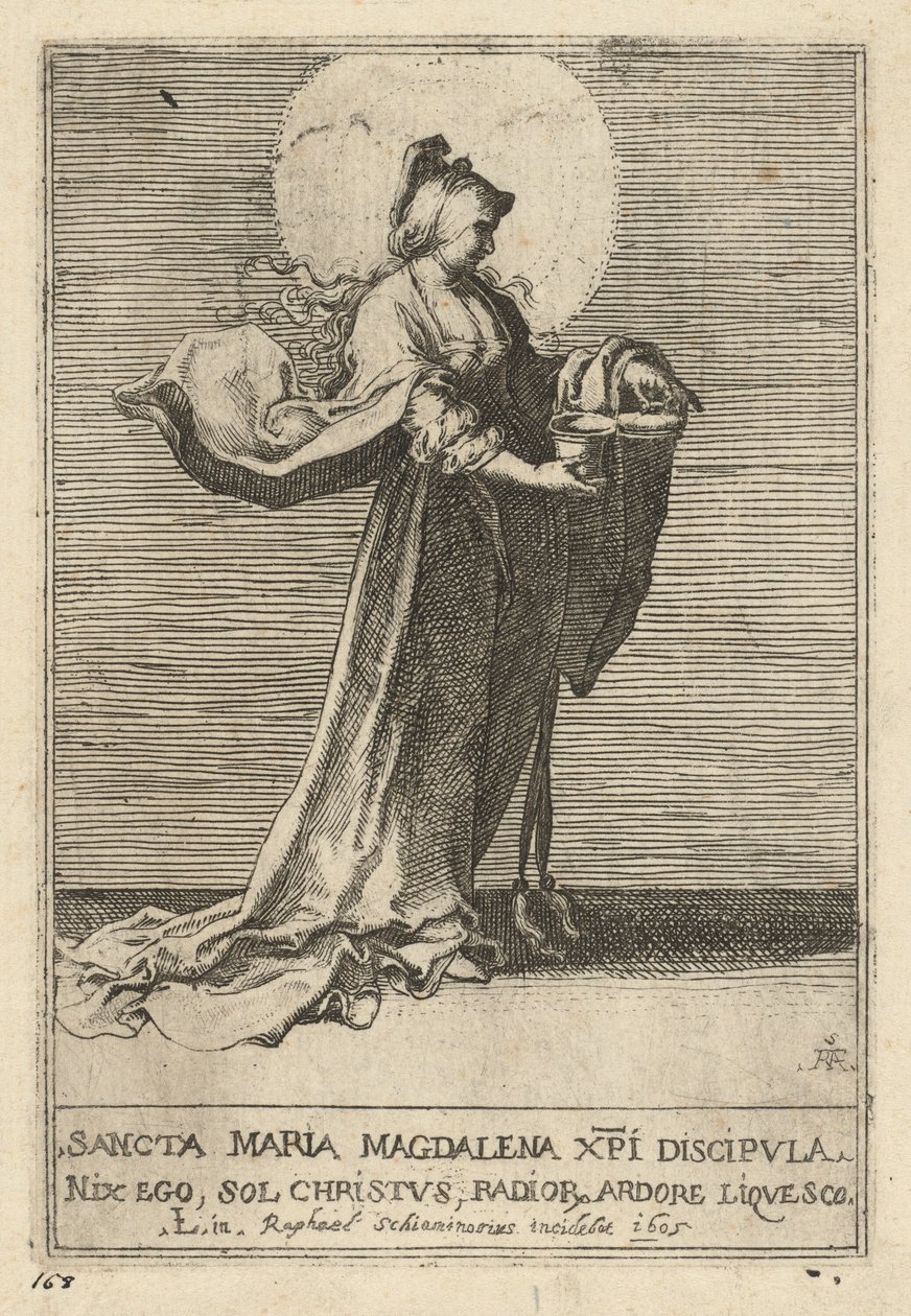 Pyhä Maria Magdaleena tekijältä Raffaello Schiaminossi, after Lucas van Leyden