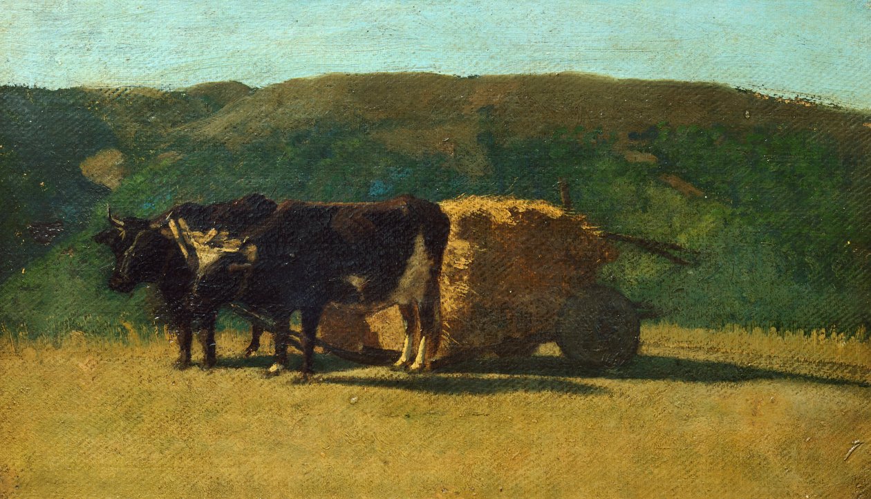 Raffaello Sernesi (1838-1866) mustia härkiä vetää vaunua tekijältä Raffaello Sernesi