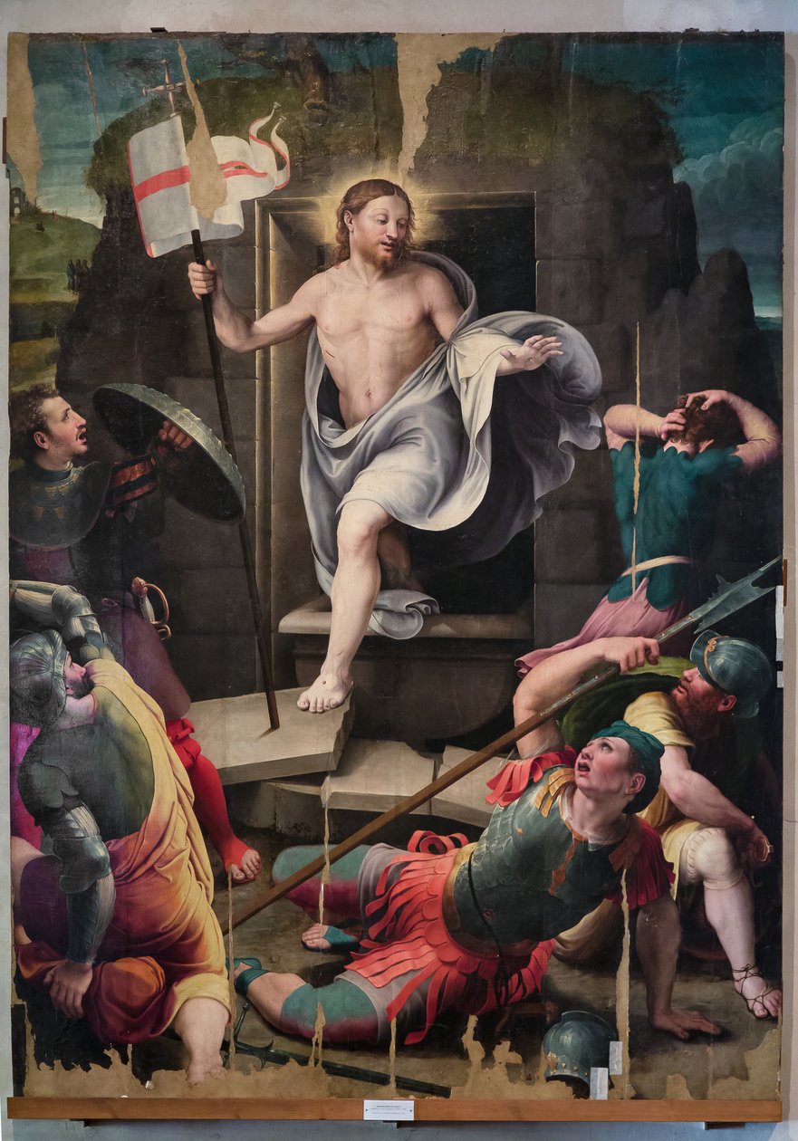 Kristuksen ylösnousemus, di Raffaellino del Colle (öljy paneelille) tekijältä Raffaello dal Colle