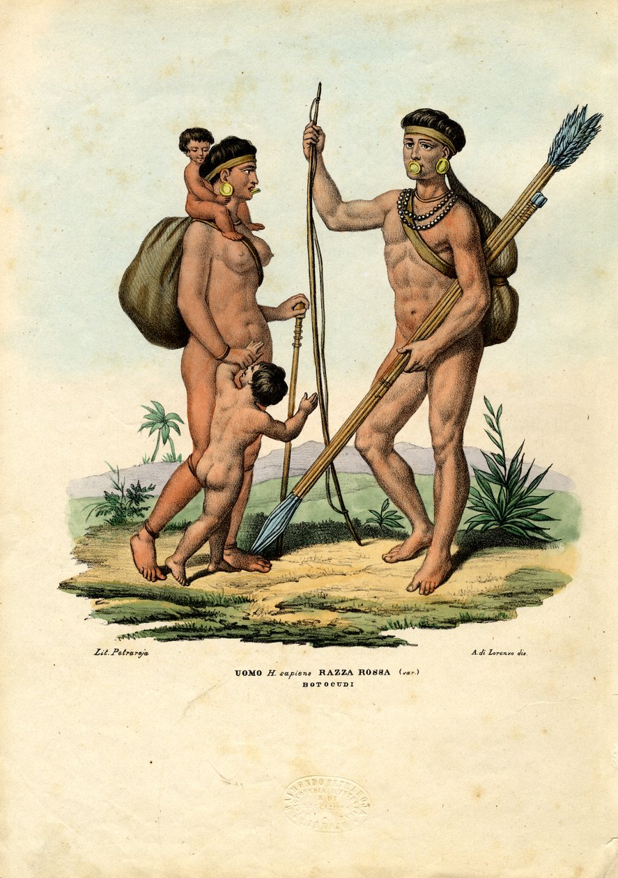 Botocudo-intiaanit, 1863-79 tekijältä Raimundo Petraroja