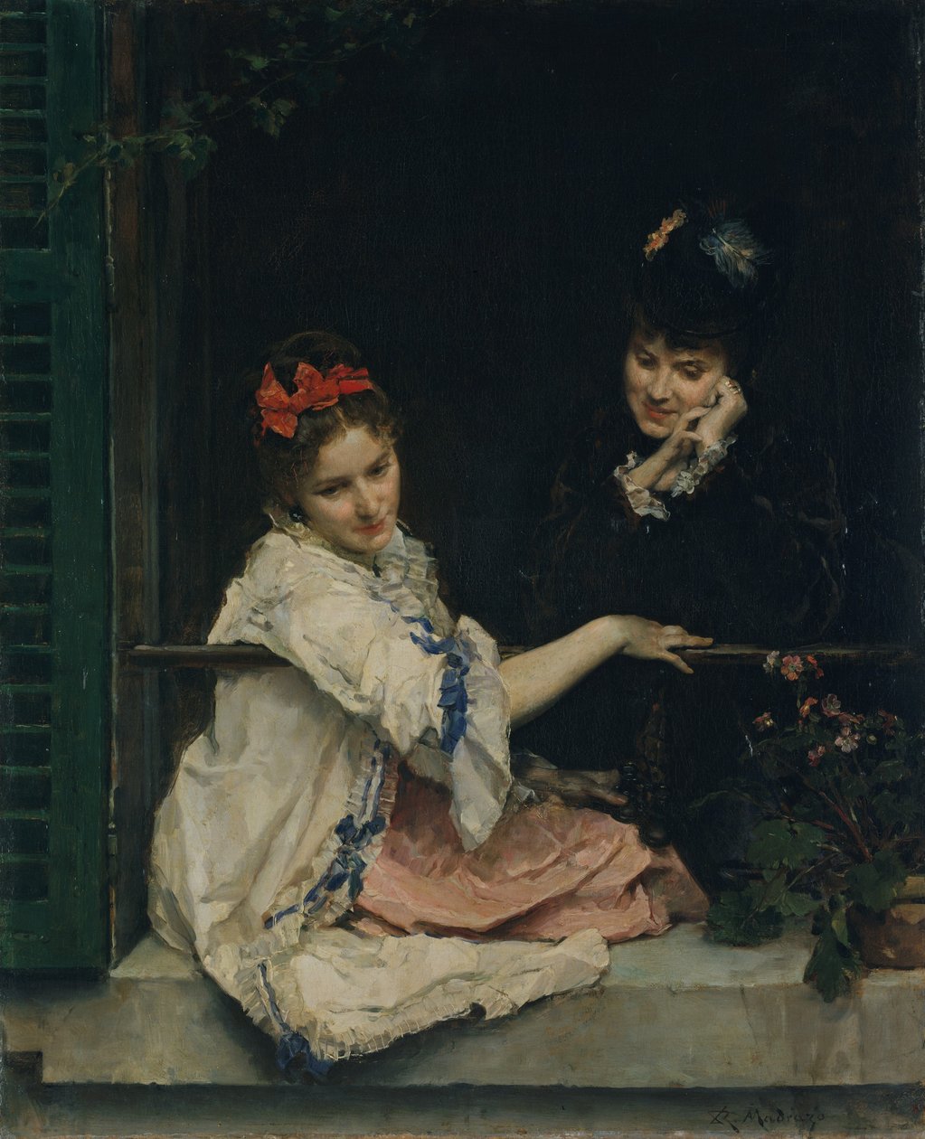 Tytöt ikkunassa, n. 1875. tekijältä Raimundo de Madrazo y Garreta