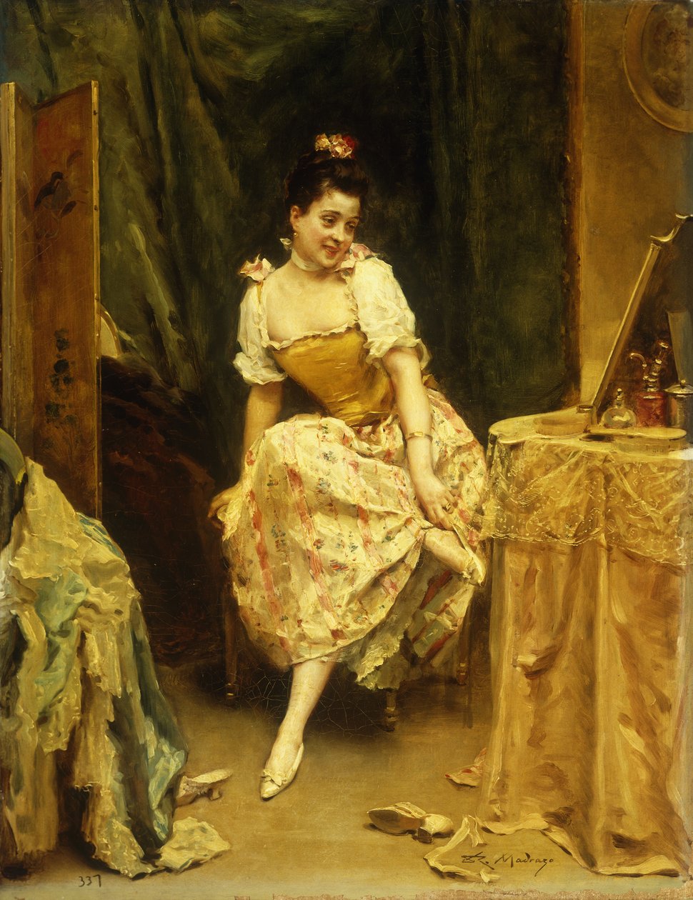 Nuori nainen peilipöydässä, tekijältä Raimundo de Madrazo y Garreta