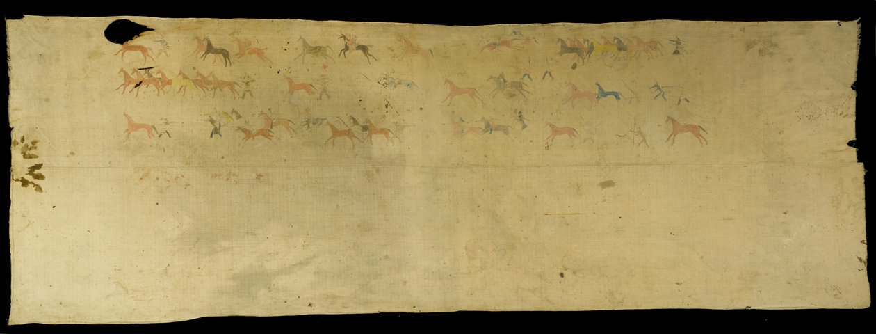 War Sheet, 1850-89 (puuvilla, pigmentti, värikynä ja kynä) tekijältä Rain in the Face Rain in the Face