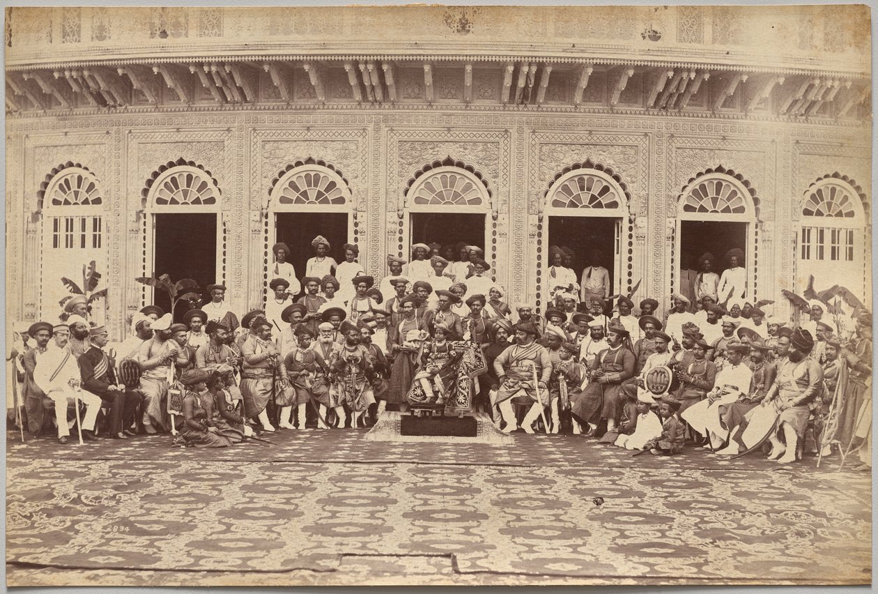Scindian maharadža, aatelisia ja korkeita virkamiehiä, Gwalior tekijältä Raja Deen Dayal