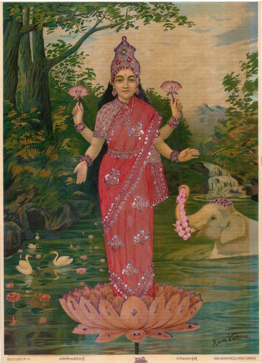 Lakshmi Embellished, Ravi Varma Press, muokkaa tekijältä Raja Ravi Varma