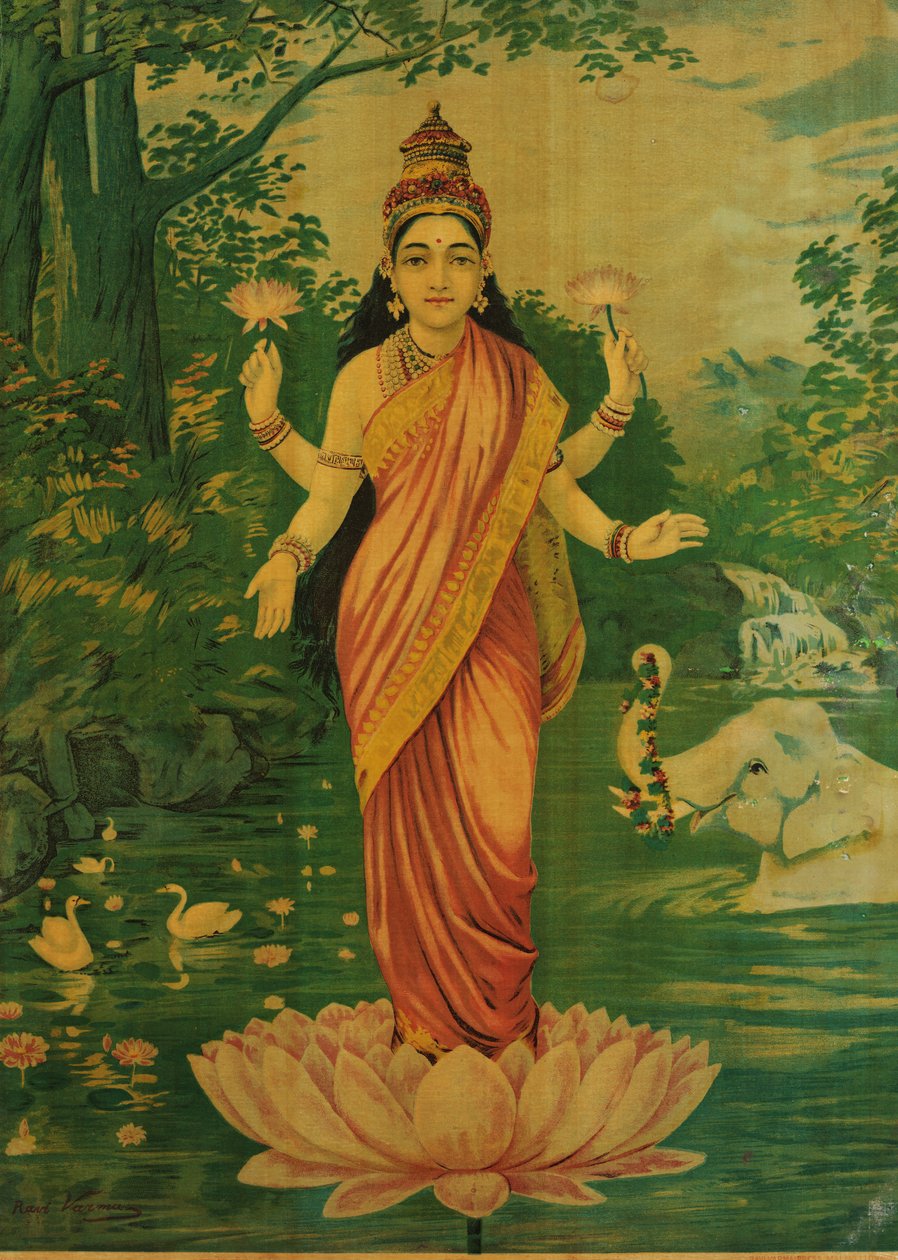 Lakshmi, kirjoittanut Raja Ravi Varma ja Ravi Varma Press, 1930-luku. tekijältä Raja Ravi Varma