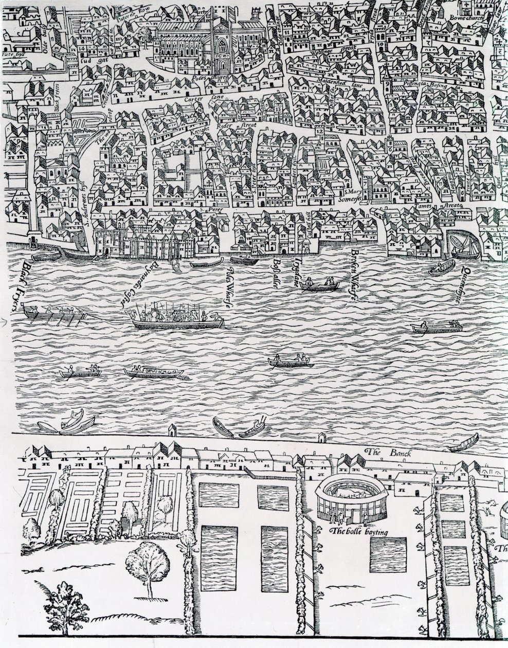 Lontoon suunnitelma, n. 1560-1570 tekijältä Ralph Agas